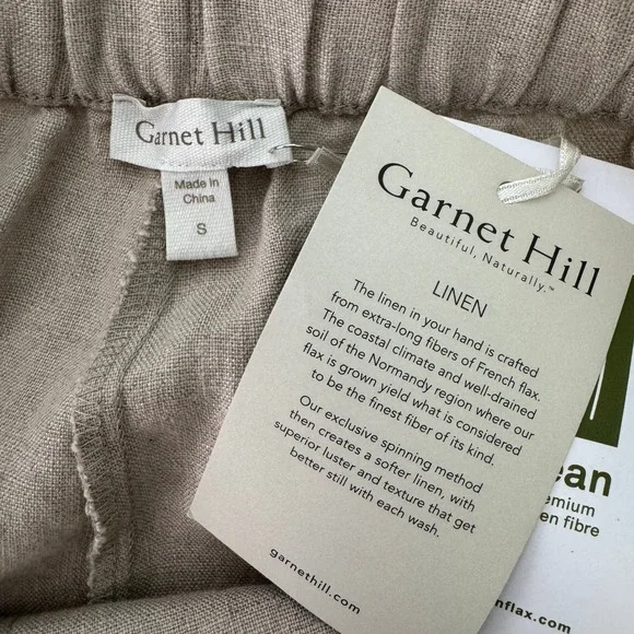 Garnet Hill Cropped Wide-Leg Linen Pants Small Sand Beige NWT Coastal Minimalist - Picture 8 of 10